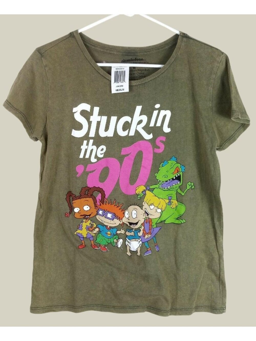 Nickelodeon Rugrats Graphic T Shirt Juniors M Olive Green Streetwear Y2K 90s